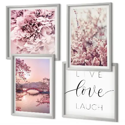 Bloemenbrug Levensinspiratie set van posters met lijst