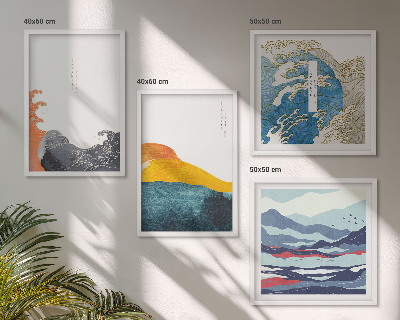 Set van posters met lijst Golven Japanse kunstgrafiek