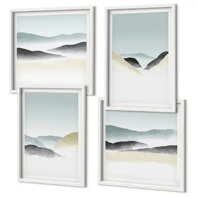 Meerluik in lijst Minimalistische pastelkleuren van bergen