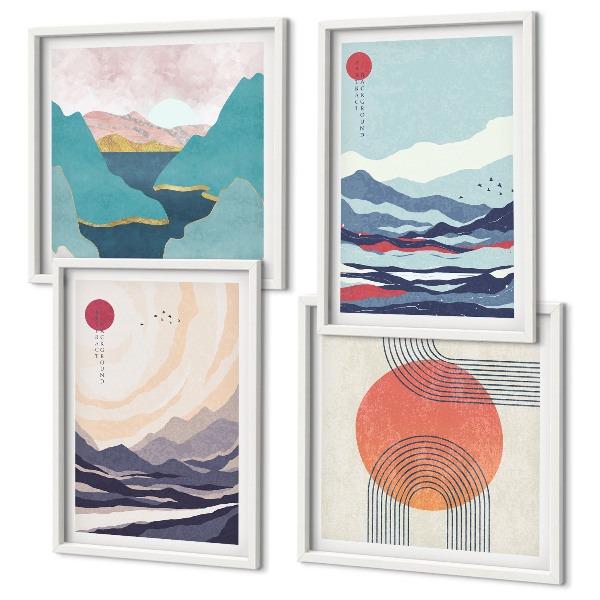 Set van posters met lijst Japanse berglandschappen