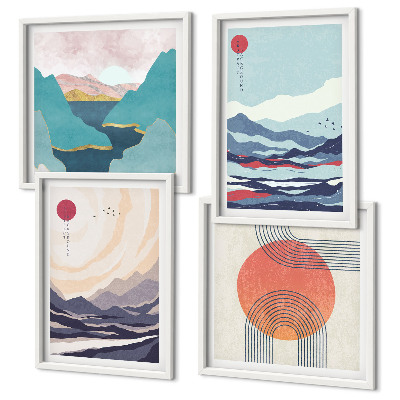 Set van posters met lijst Japanse berglandschappen