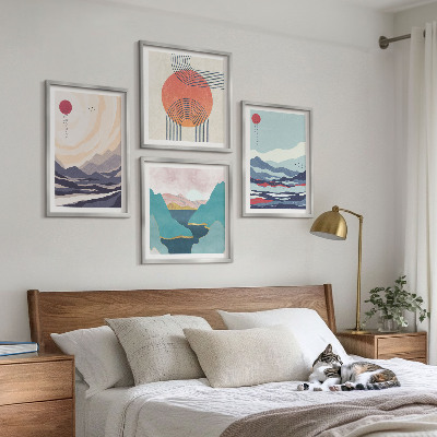 Set van posters met lijst Japanse berglandschappen