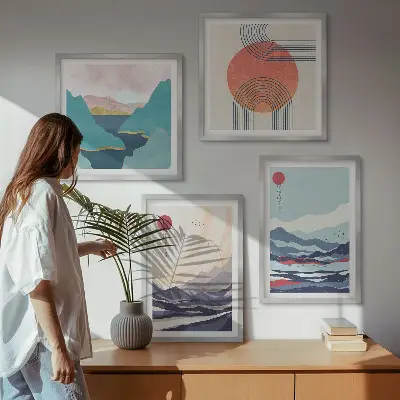 Japanse berglandschappen set van posters met lijst