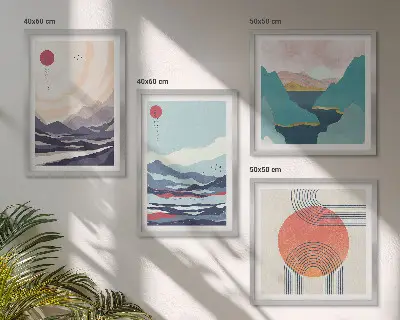 Japanse berglandschappen set van posters met lijst