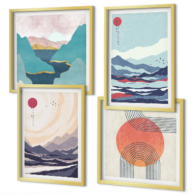 Set van posters met lijst Japanse berglandschappen