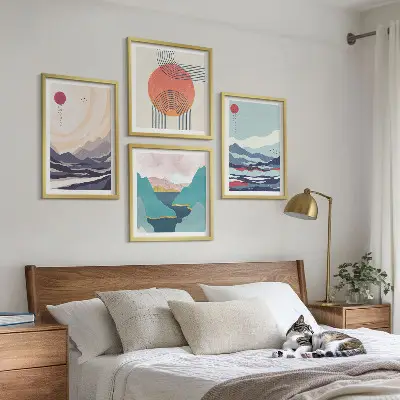 Japanse berglandschappen set van posters met lijst