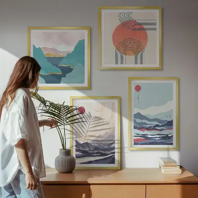 Japanse berglandschappen set van posters met lijst