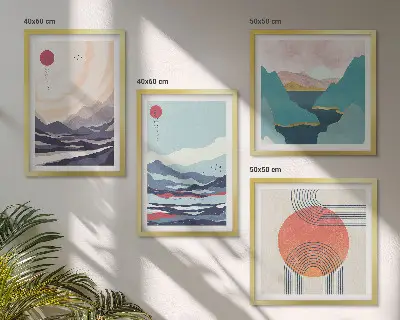 Japanse berglandschappen set van posters met lijst
