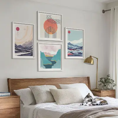 Japanse berglandschappen set van posters met lijst