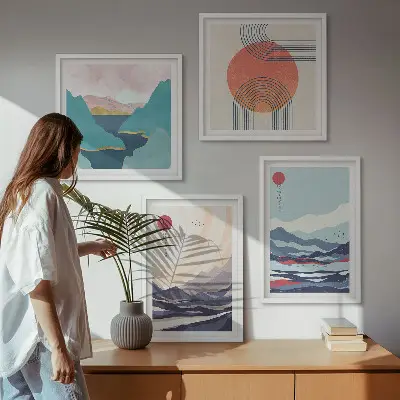 Japanse berglandschappen set van posters met lijst