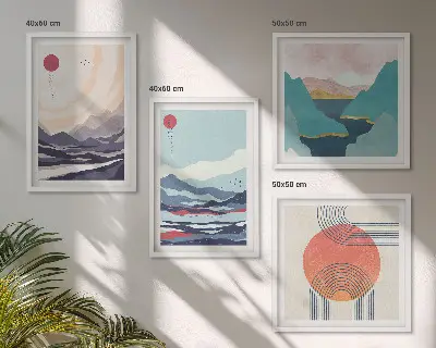 Japanse berglandschappen set van posters met lijst