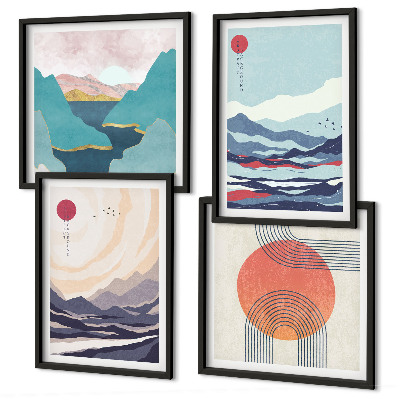 Set van posters met lijst Japanse berglandschappen