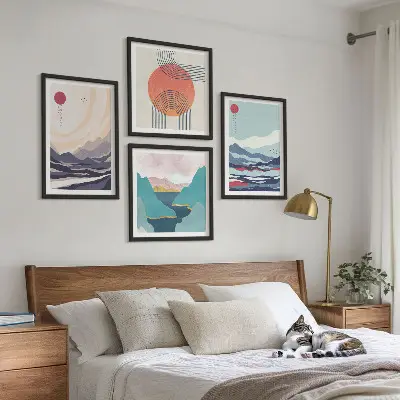 Japanse berglandschappen set van posters met lijst