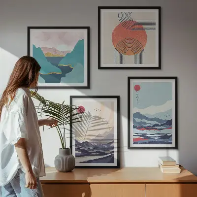 Japanse berglandschappen set van posters met lijst