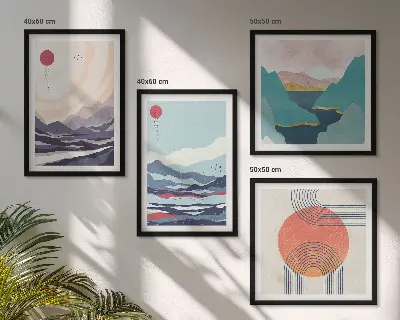 Japanse berglandschappen set van posters met lijst