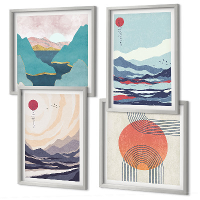 Set van posters met lijst Japanse berglandschappen