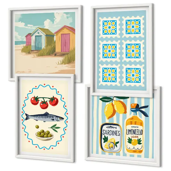 Illustraties van de mediterrane keuken meerluik in lijst
