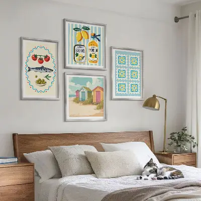 Illustraties van de mediterrane keuken meerluik in lijst
