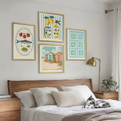 Illustraties van de mediterrane keuken meerluik in lijst