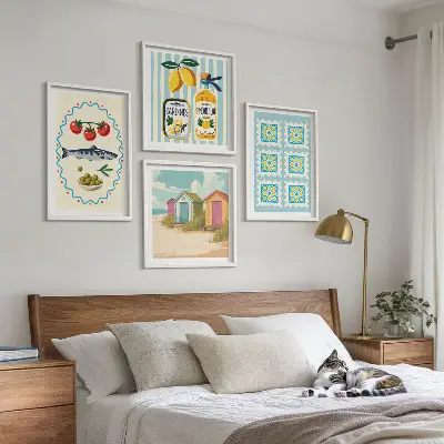 Illustraties van de mediterrane keuken meerluik in lijst