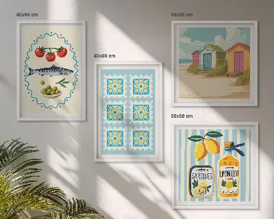 Illustraties van de mediterrane keuken meerluik in lijst