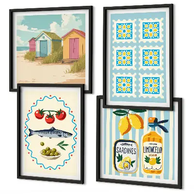 Illustraties van de mediterrane keuken meerluik in lijst