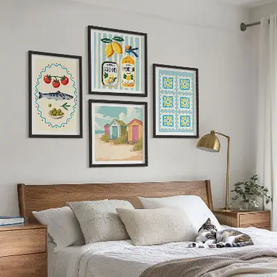 Illustraties van de mediterrane keuken meerluik in lijst