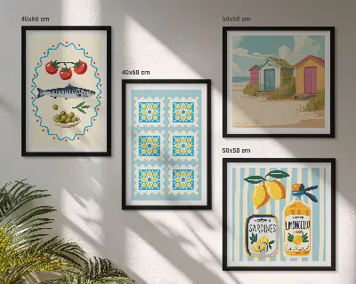 Illustraties van de mediterrane keuken meerluik in lijst