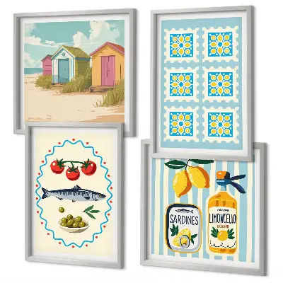 Illustraties van de mediterrane keuken meerluik in lijst