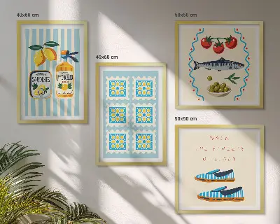 Fruitpatronen en de Italiaanse cultuur meerluik in lijst