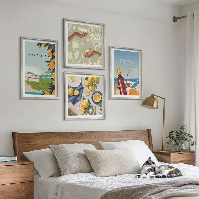 Italiaanse citroenvakantie Capri set van posters met lijst