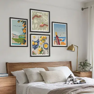 Italiaanse citroenvakantie Capri set van posters met lijst