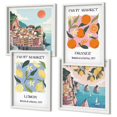 Meerluik in lijst Fruitposters: citroenen en sinaasappels