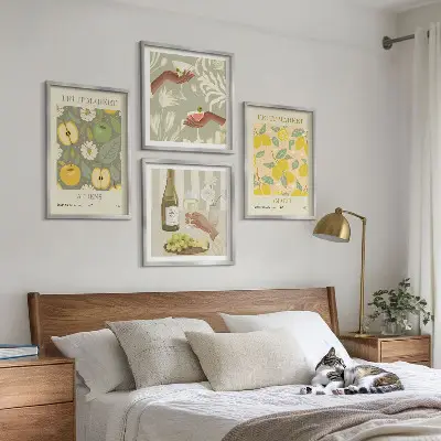 Posterset met lijsten Fruitige patronen Italiaanse wijn set van meerdere posters inclusief lijsten