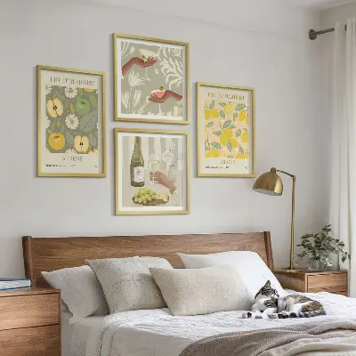 Posterset met lijsten Fruitige patronen Italiaanse wijn set van meerdere posters inclusief lijsten