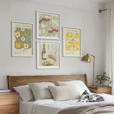 Posterset met lijsten Fruitige patronen Italiaanse wijn set van meerdere posters inclusief lijsten