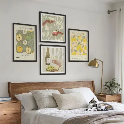 Posterset met lijsten Fruitige patronen Italiaanse wijn set van meerdere posters inclusief lijsten