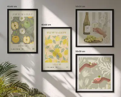 Posterset met lijsten Fruitige patronen Italiaanse wijn set van meerdere posters inclusief lijsten