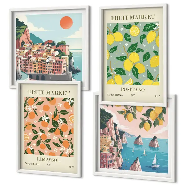 Posters met lijst set van Citrusvruchten uit de Italiaanse tropen
