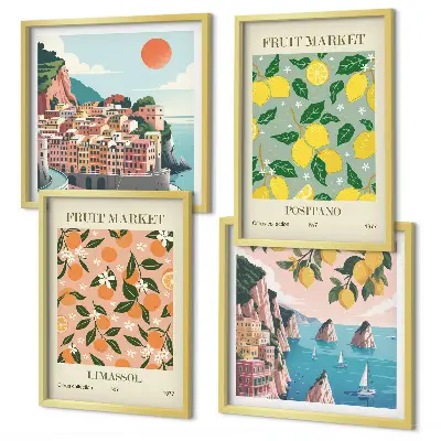 Posters met lijst set van Citrusvruchten uit de Italiaanse tropen