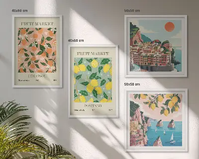 Posters met lijst set van Citrusvruchten uit de Italiaanse tropen