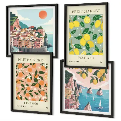 Posters met lijst set van Citrusvruchten uit de Italiaanse tropen