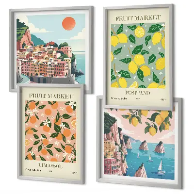 Posters met lijst set van Citrusvruchten uit de Italiaanse tropen