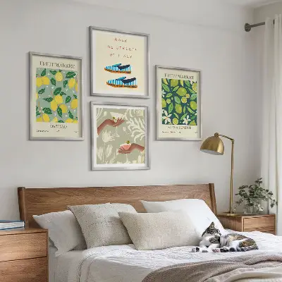 Italiaanse posters met fruitpatronen meerluik in lijst