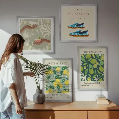 Italiaanse posters met fruitpatronen meerluik in lijst