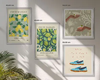 Italiaanse posters met fruitpatronen meerluik in lijst