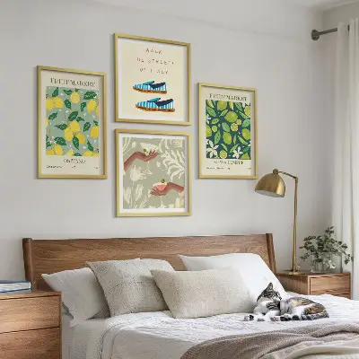 Italiaanse posters met fruitpatronen meerluik in lijst