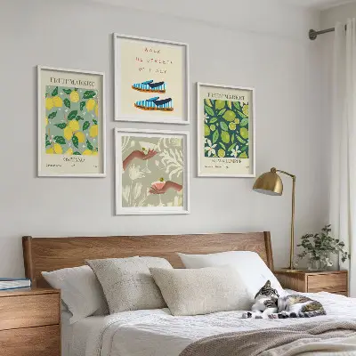 Italiaanse posters met fruitpatronen meerluik in lijst