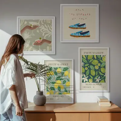 Italiaanse posters met fruitpatronen meerluik in lijst