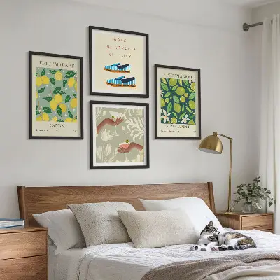 Italiaanse posters met fruitpatronen meerluik in lijst